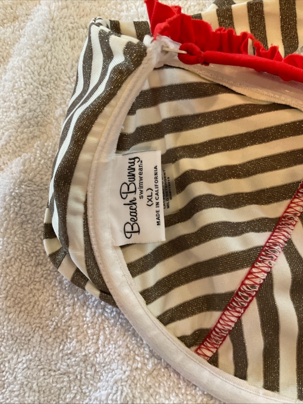Beach Bunny Red and Black Stripe Bikini Top - Picture 4 of 5
